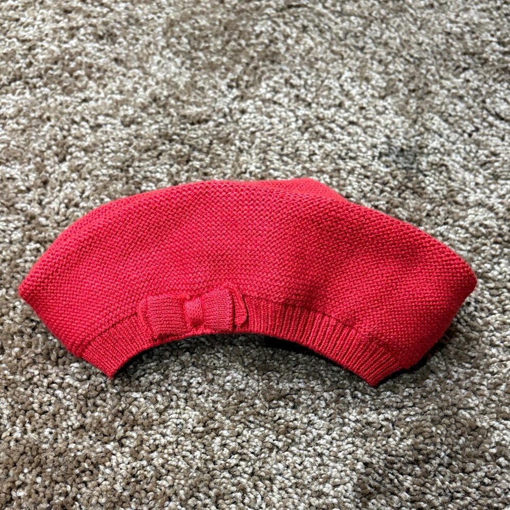 NWT Janie and Jack Red Knit Beret with Bow